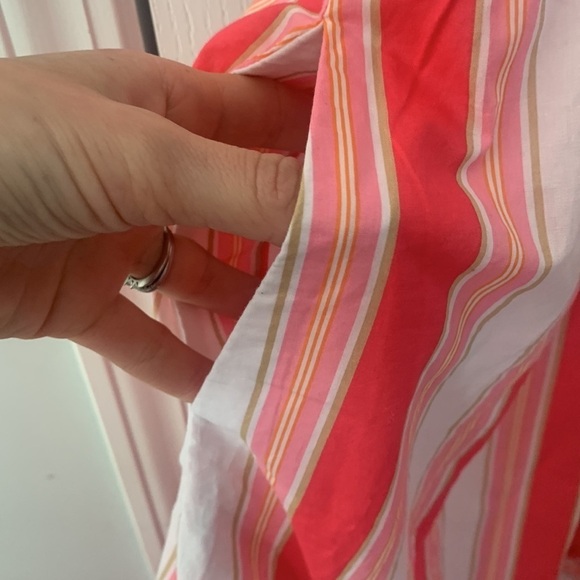 J.CREW NWOT Striped Squareneck Midi Dress Guava Spring Blossom - Size‎ 8 ruffles - Picture 8 of 16